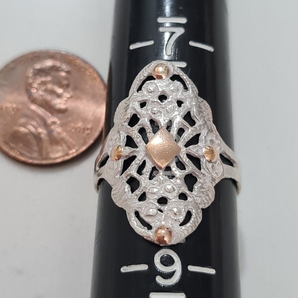 18k Gold & 950 Sterling Silver Ring Peru